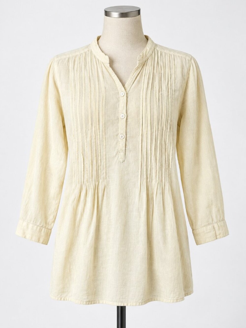 Kathmandu To You Weekend Women's M Ivory Pintuck Peasant Tunic Boho Lagenlook